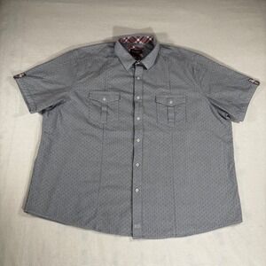 Johnston & Murphy Button Down Shirt Mens XXXL Grey Excellent Short Sleeve Cotton